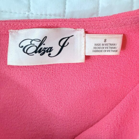 Eliza J Pink Short-Sleeve Sheath Dress Size 8 Polyester/Spandex Back Zipper - Picture 4 of 6